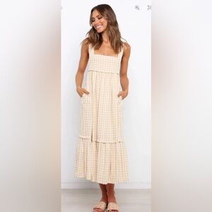 Petal & pup Gingham Checkered Sleeveless Dress with tie waist, bump friendly
